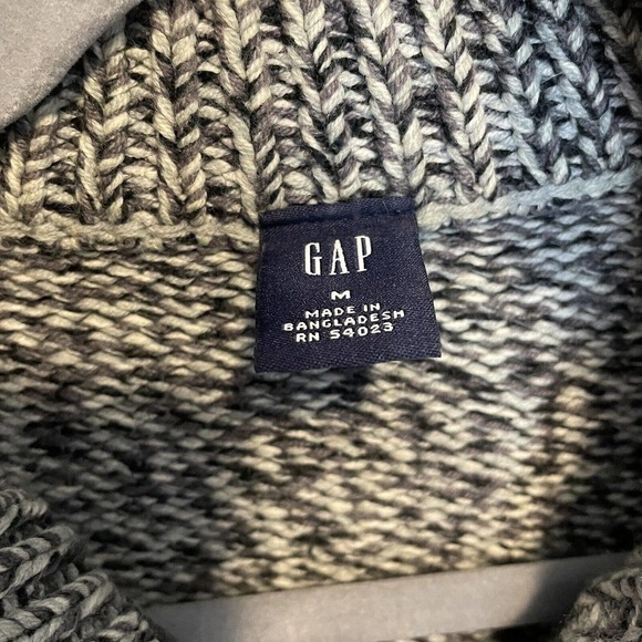Gap Sweater Vintage Tweed Black and Gray Zip Front, Pockets, Mock Turtleneck M - Picture 4 of 8